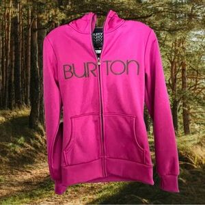 Ladies Burton Pink & Olive Green Zip-Up Hoodie Dryride Fleece Lined Hoodie Sz XS